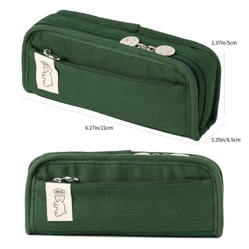 Image of Daily Green Pencil Case, Large Capacity Pencil Pouch with Ample Storage, Simple Design for Students and Professionals