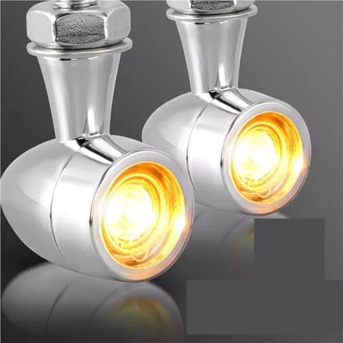 Lámpara ámbar intermitente cromada con luces de parada de 12V para moto 4