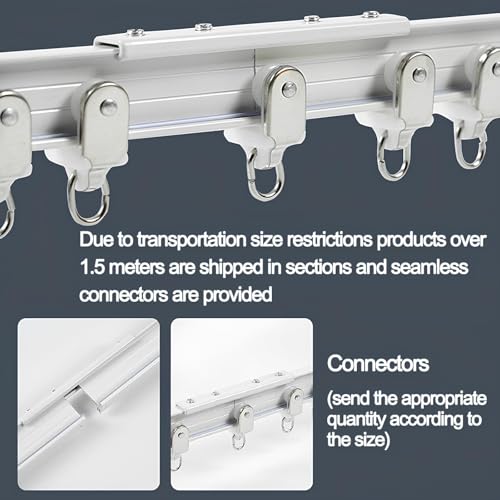 Riel de cortina flexible de aluminio blanco, sistema ajustable de pared, 3,40 m 6