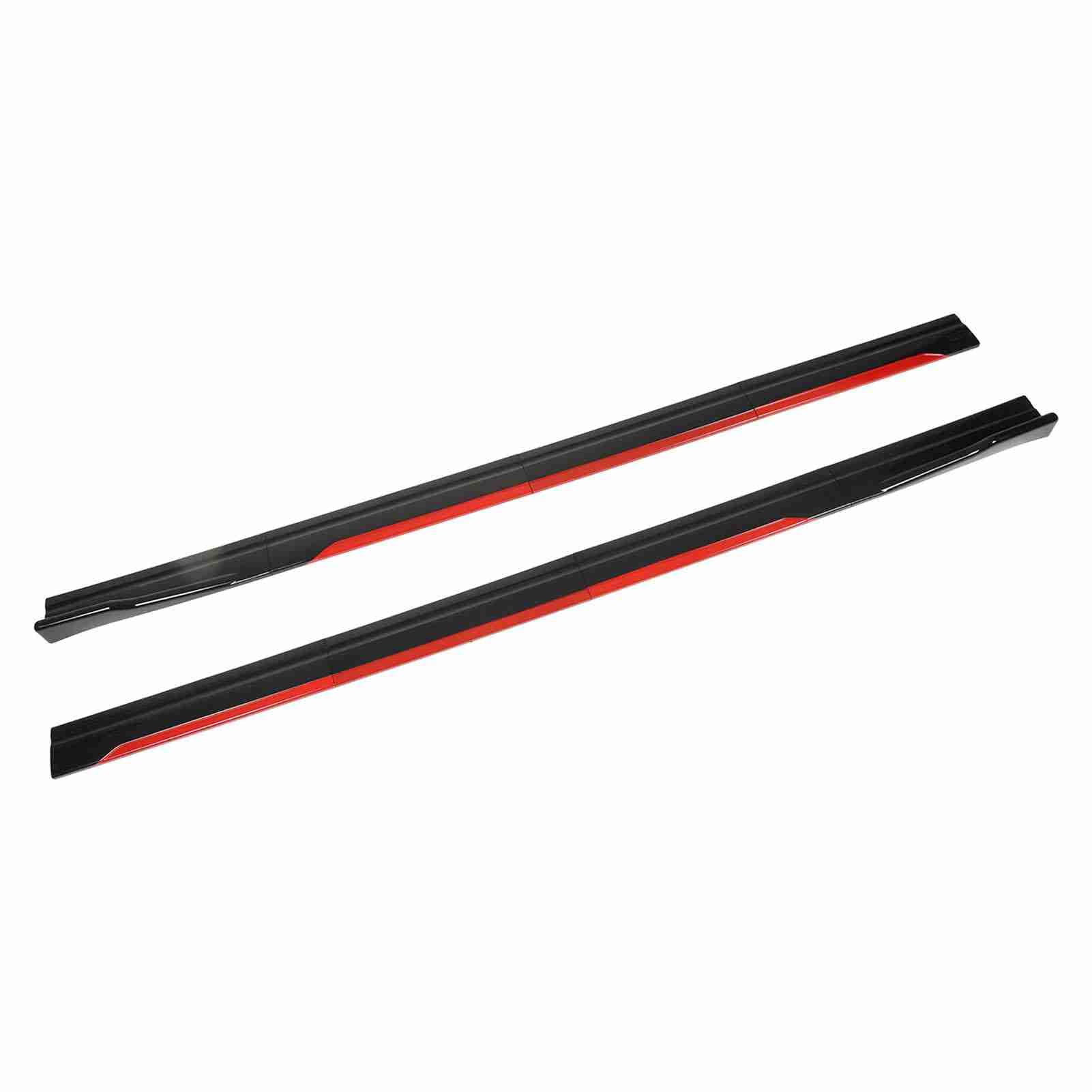 Faldón Lateral con Diseño de Carrocería de Coche con Ala Difusora de Divisores, Borde Rojo Negro Brillante, Ajuste Universal para. y