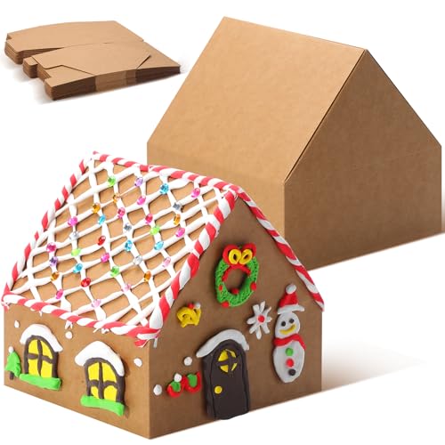 COTOPHER 30 Pack Christmas Gingerbread House Box Kit DIY Crafts, 6.2x6.2x6 inch House Shaped Boxes,...