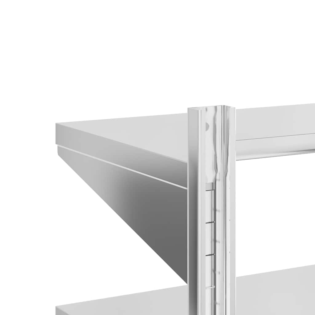 Estantería de pared con 2 estantes, 75 x 30 x 60 cm, acero inoxidable plateado, resistente a la corrosión, montaje en pared, para cocina o garaje