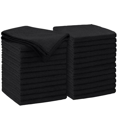 Image of AIDEA Microfiber Cleaning Cloth Black 24PK, Microfiber Towels 11.5x11.5 inch | Premium Car Cloths, Dusting Cloth Lint Free Cleaning Rags for SUVs, House, Kitchen, Workshops, Dish Cloths, Cleaning Supplies