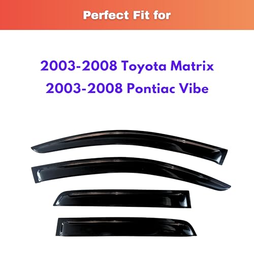 Image of KPY Rain Guards Fit for 2003-2008 Toyota Matrix, Out-Channel Window Visors Vent Wind Deflectors 4PC, Car Accessories for 2003-2008 Pontiac Vibe