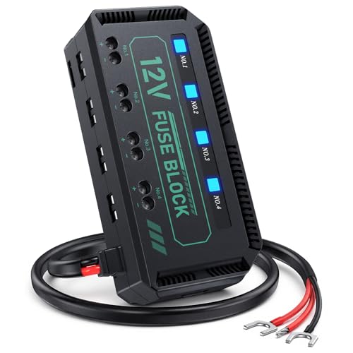 ZEXMTE 12v Fuse Box Universal 20A Motorbike Fuse Relay Kit with LED Indicator Motorbike Accessory Power Supply Unit 4 Circuits for 12 Volt Vehicles Automotive Car Boat Marine Trike Motorcycle