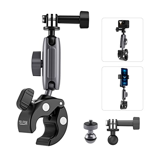 TELESIN Bike Handlebar Clamp Mount Motorcycle Mount for GoPro Hero 13 12 11 10 9 8 7 Insta360 X5 X4 DJI Osmo Action 5 Pro 4 Action Cameras Accessories