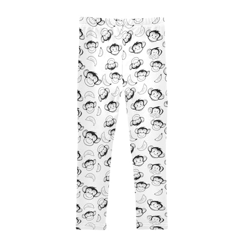 Line Monkey Banana Pattern Girls Leggings Kids Yoga Pants Athletic Tights Pants 4-10 Years2