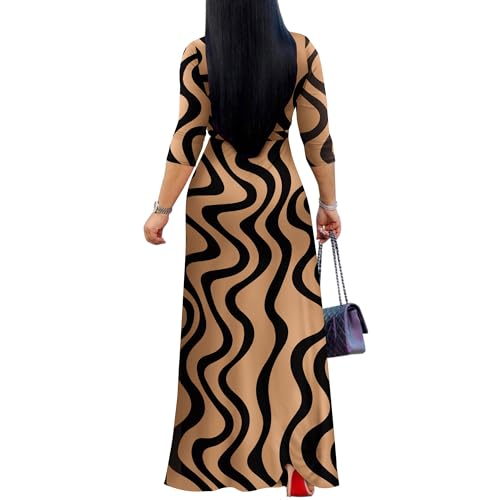 Image of FANDEE Plus Size Maxi Dress for Women Casual Summer Sundress V-Neck 3 /4 Sleeve