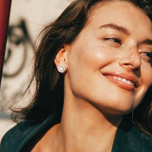 4 Pairs Sterling Silver CZ Stud Earrings for Women 14K Gold Plated Brilliant Celtic Heart Big Stud Earrings Set Cubic Zirconia Earrings Studs for Sensitive Ear2