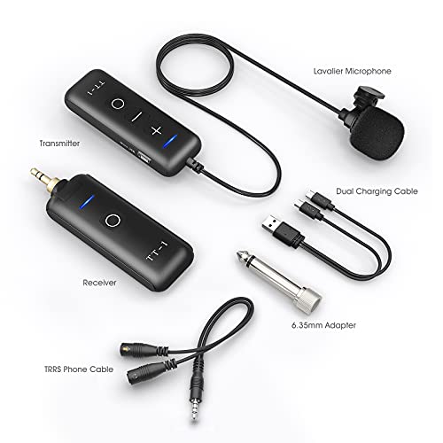 Goordik Wireless Lavalier Lapel Microphone, Denoise Wireless Lav Mic System, Plug＆Play, 160Ft Range, Wireless Transmitter&Receiver For Iphone, Camera, Smartphone, Video Recording, Youtube, Vlogging #TOP5