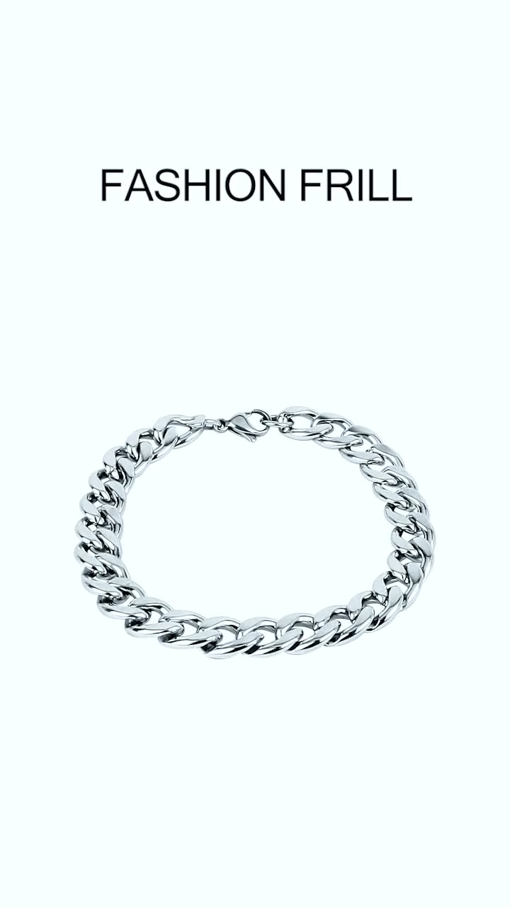 Fashion Frill Men's Silver Chain Bracelet - Stainless Steel Wristband | Hypoallergenic, Adjustable, Stylish Jewelry For Men & Boys