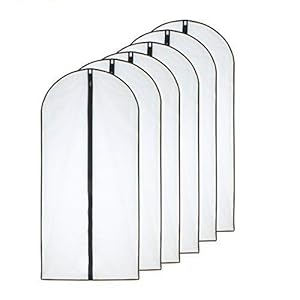 Moth Proof Garment Bags 24” x 40” ( Pack of 6 ) Black Side Breathable Clear Full Zipper Bags for Clothes Storage