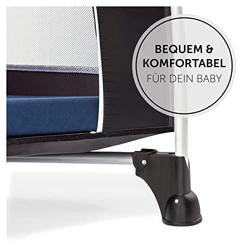 hauck Sleeper, Navy - 120x60x5 cm - Faltmatratze für Kinderreisebetten mit Tragetasche - Klein Zusammenklappbar - Kompatibel mit Dream N Play Plus, Sleep N Play Go Plus, Play N Relax Center