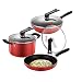 Produktbild COOKER KING Antihaft-Töpfe und Pfannen-Set, Induktions-Bratpfanne, 6-teiliges holländisches Ofen- und Wok-Kochgeschirr-Set, rot