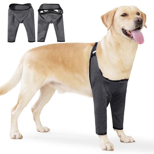 Duuclume Dog Recovery Sleeve for Front Leg, Dog Anti-Lick Surgery Recovery Suit, Breathable Highly Elastic Elbow Protector Pads for Postoperative Recovery Pet Wounds Prevent Licking Bite (L)