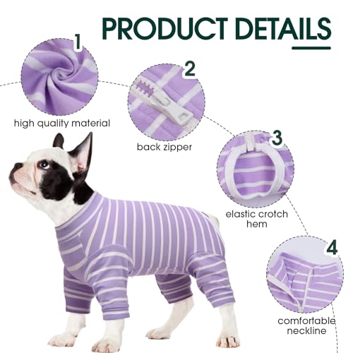 Image of Kuoser Recovery Suit for Medium Dogs After Surgery, Long Sleeve Dog Surgery Recovery Suit, Dog Onesie for Abdominal Wounds Skin Disease, Purple M