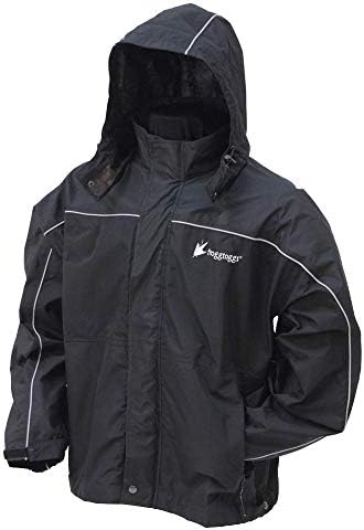 FROGG TOGGS mens Frogg Toggs Toadz Waterproof and Breathable Highway Reflective Rain Jacket, Black/Silver, Small US