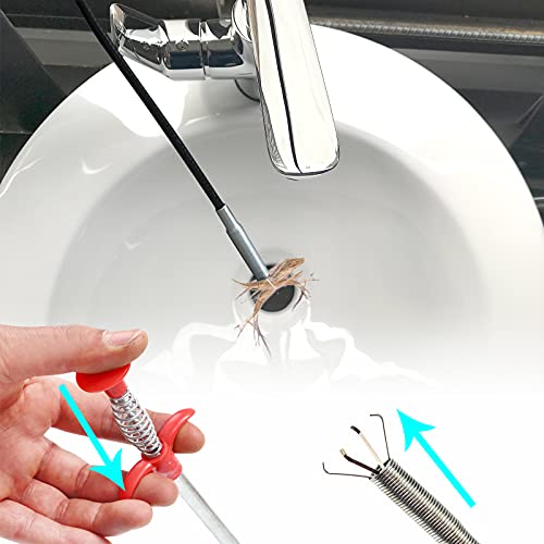 Daily Treasures Abfluss Schlange Haar Werkzeug, 5 Stk Abfluss Schlange Haar mit 1 Edelstahl Abflussreinigungsbürste 1 Waschbecken Reinigungshaken 2 Abflussrohr Reinigungskette & 1 Reinigungsbürste