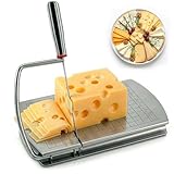 Stainless Steel Cheese Slicer for Block Cheese with Blade & Locking Design - Multipurpose Manual Cheese Cutter Board 9.92 x 8.27 x 1.18 in for Slicing Butter, Vegetables, Fruits, Snacks & Deli Foods