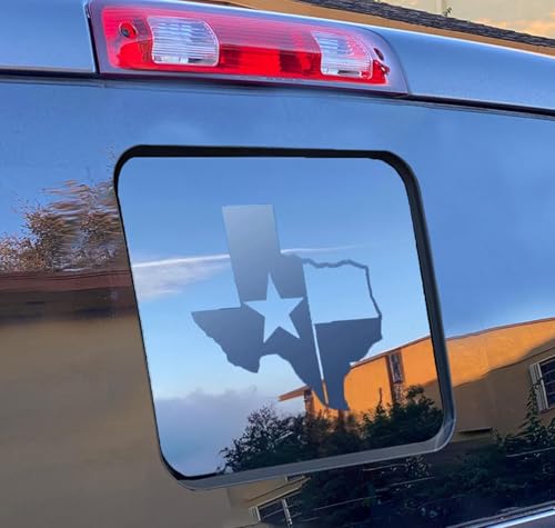 Matte Black Texas Shape Flag Decal for Ford F150 F250 F350, Rear Middle Window Vinyl Sticker for Truck Back Glass, Patriotic Center Window Decal