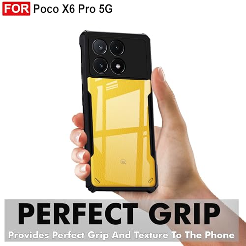 Image of Zapcase Back Case Cover for Poco X6 Pro 5G | Compatible for Poco X6 Pro 5G Back Case Cover | Clear Case with Camera Protection | (TPU + PC | Matte Black)