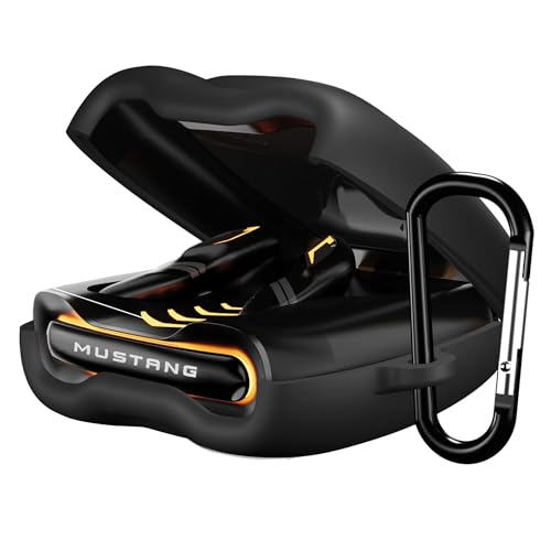 Image of Sounce Earphone Case Cover Compatible for GOBOULT Mustang Torq TWS Earbuds, Soft Silicone Skin Case Cover Shock-Absorbing Protective Case with Keychain [Front LED Visible] (Black)
