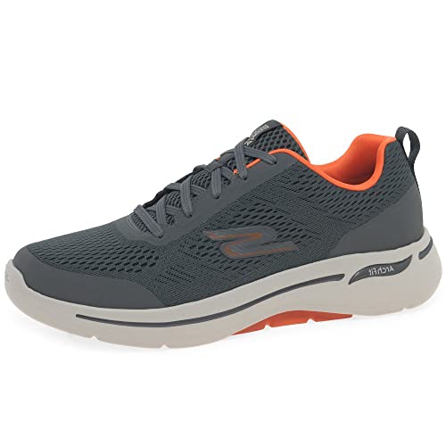 Skechers Go Walk Arch Fit Idyllic, Zapatillas Hombre, Charcoal/Orange, 44 EU