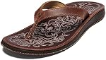 OLUKAI Paniolo Women's Premium Leather Sandals, Versatile & Unique Flip-Flop Slides, All-Day Comfort & Style