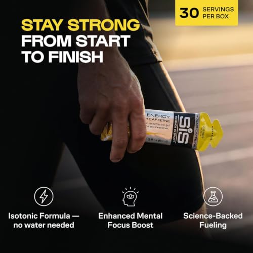 Image of Science in Sport GO Energy + Caffeine Energy Gel for Elite Athletes - 22g Carbohydrates & 75mg Caffeine - Isotonic Formula - Sports Nutrition - Citrus Flavor - 30 Count