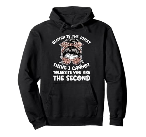 Celiac Awareness Gluten First Thing No tolero el bollo Sudadera con Capucha