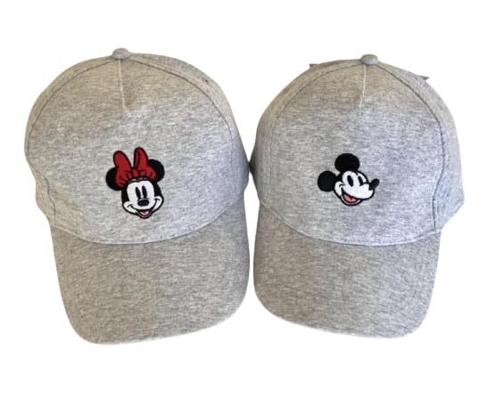 Grey Minnie and Mickey Mouse 2pc Baseball Cap Set2