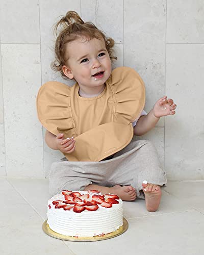 Willow + Sim Waterproof Baby Bib For Baby Girl - Better Than Silicone, Wipe Clean And Washable - Toddler Bibs With Food Catcher, Ideal Feeding Bib For Babies And Infants - No Sleeve - Sheepskin #TOP3
