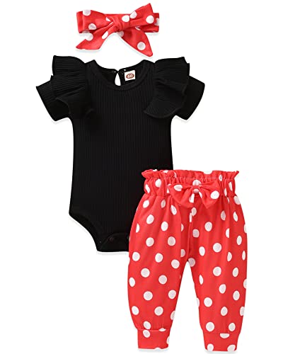 Image of fioukiay Preemie Newborn Baby Girls Clothes Infant Little Kids Romper Bodysuit Pants Headband Clothing Set Summer Outfits