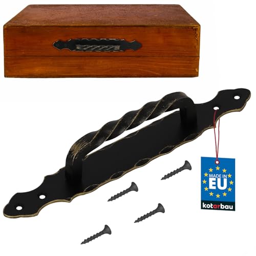 KOTARBAU® Türgriff 295 mm Gold - Schwarz Schmiedeeisen Türklinke Handgriff Torgriff Stahltürzug Haltegriff Griff Türbeschlag Torbeschlag Schiebtür