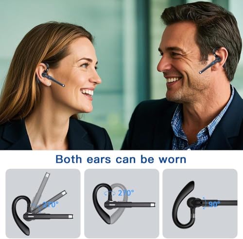 Image of Hsility Bluetooth Headset with USB Type C 270 Degrees Rotatable Microphone for Truck Driver Bussiness and Travel