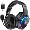 Wireless Gaming Headsets for Ps5 Ps4 PC, 2.4GHz USB & Type-C Gaming Headphones, 40H+ Hrs & 7.1 Surround Sound with Noise Canceling Microphone for Switch Phone