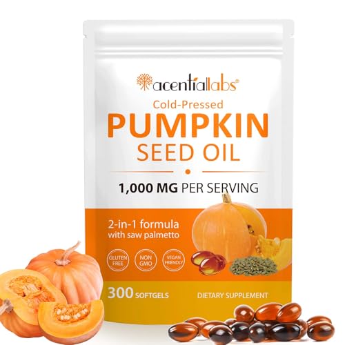 Kürbiskernöl Kapseln 3000mg 300x VEGAN, Kürbiskernöl kaltgepresst,Mit natürlichen Vitamin E | Hochdosiert, Pumpkin Seed Kapseln, 45% Linolsäure