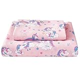 Softan Kids Bed Sheet Set - Twin Size Microfiber Fitted Sheet, Breathable & Silky Soft Feeling, 3 PCs Pink Unicorn Kids Twin Bed Sheet