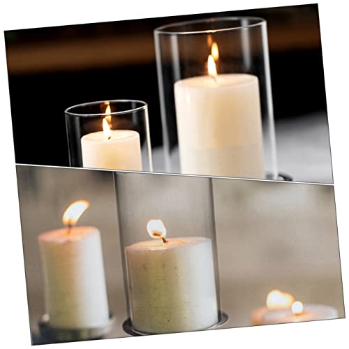 DECHOUS 2pcs Candle Shade Nautical Metal Wall Art Candle Holders Glass Open Flame Candle Scented Candles Lantern Clear Flower Vase Home Oil High Borosilicate Glass Frame Foldable