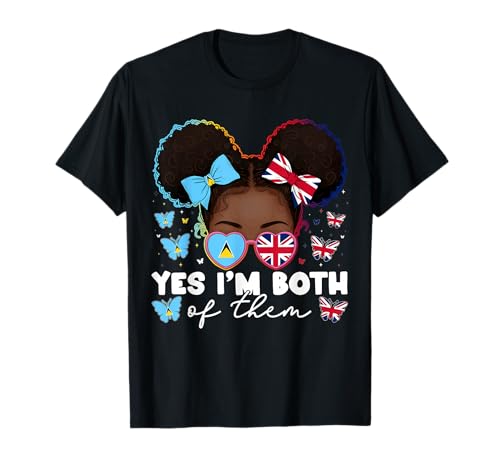 Image of Half Britain and Lucian British UK St Lucia Flag Kids Girls T-Shirt