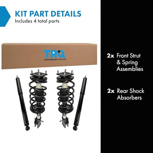 Image of TRQ Front and Rear Complete Strut Assembly & Shock Absorber Kit Complete Strut & Coil Spring Assembly Compatible with 2007-2015 Mazda CX-9
