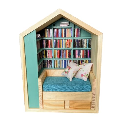Yjkedfh Stress Mini Bookshelf | Kit Casita de Libros en Madera | Estantería Libros Almacenamiento Decoración | Estantes para Dormitorio Infantil Niños Niñas