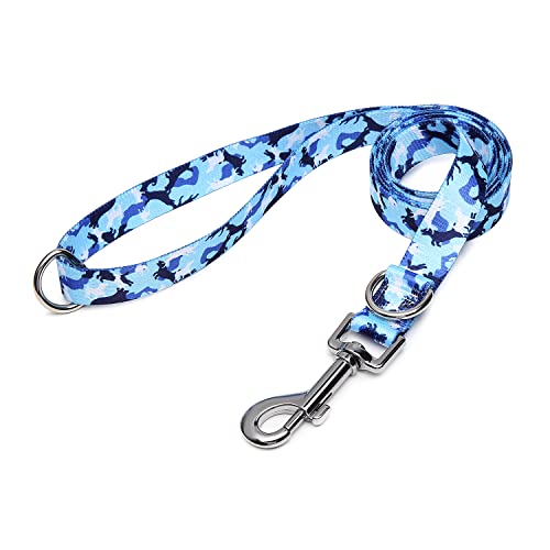 Suredoo Hundeleine Verstellbare, Weich & Komfort Nylon Haustier Trainingsleine mit Doppel-D-Ringfür Kleine Mittlere Große Hunde, 120cmx2cm (Camo Blau) Cover