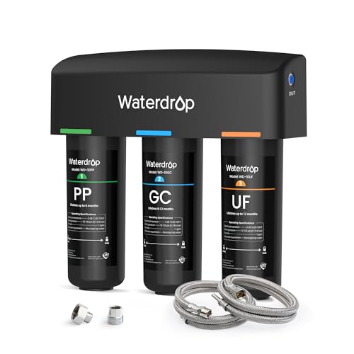Waterdrop WD-TSA-UF 0.01 μm Ultra Filtration Under Sink Water Filter, Under Sink Water Filtration System 9 Stage Filtration, Reduces Chlorine, Taste and Odor, Fluoride, Advanced USA Tech Bla