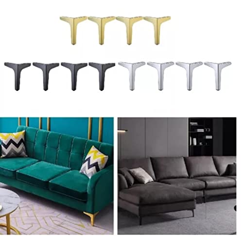 Image of Aakash Decor Gold Finish Sofa Leg 3 Inches (Set of 4) - Metal Heavy Duty Furniture Leg for Home, Office Sofa Paya with Including Mounting Screw | Rustproof T- Shape Sofa Leg /Support Leg 10 cm