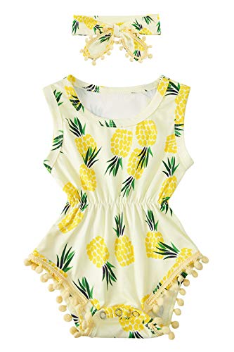 Image of Ahegao 0-24 Months Baby Floral Romper Toddlers Outfits Infant Playsuits + Headband Jumpsuit