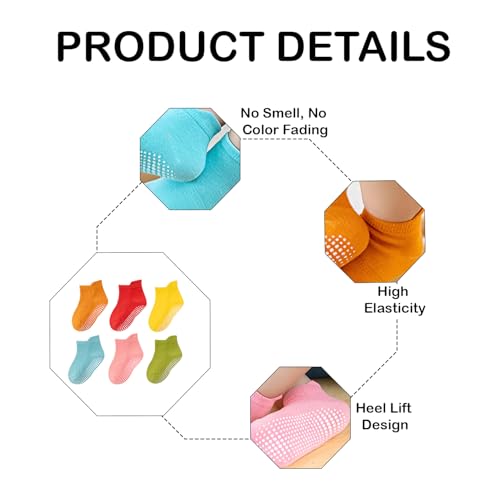 Image of MOMISY Baby Girl Boys children Non Slip Socks Toddlers Infant Warm Cotton Stretch Anti skid Socks-6 Pairs