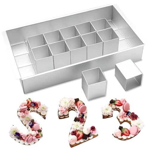 SilverChry Diy Zahlen Backform und Buchstaben ZahlenBackform Kuche Zahlen und Buchstaben Backform Kuchenform Verstellbar Antihaft Stollenform Number Cake Backform für Geburtstage Hochzeiten P