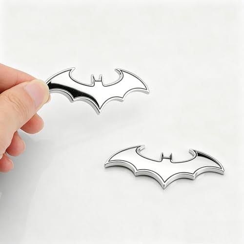 Image of 3D Metal Chrome Bat Emblem Badge Sticker Decoration for Car, Truck, Motorcycle, RV, Scooter, SUV, Door, Window (Silver Bat)