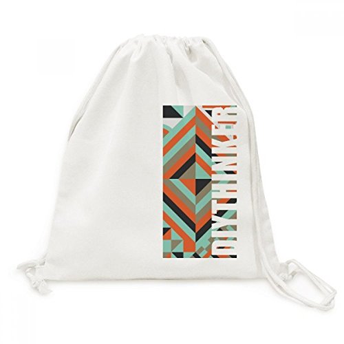 Toile drawstring backpack vert rhombus géométrique sac de voyage léger